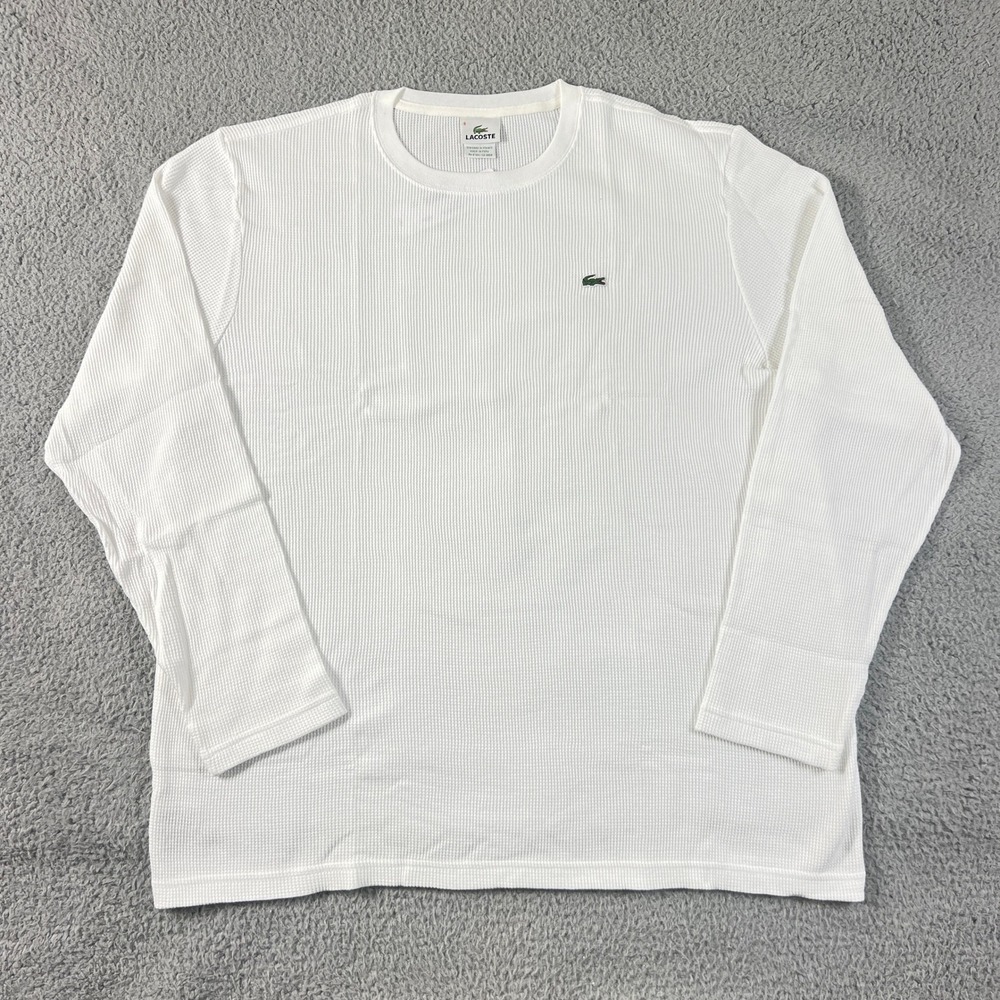 Lacoste Thermal Shirt Men's US 3XL (EU/2XL) White Waffle Knit Long Sleeve Cotton